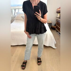 Xirena Black Cotton top